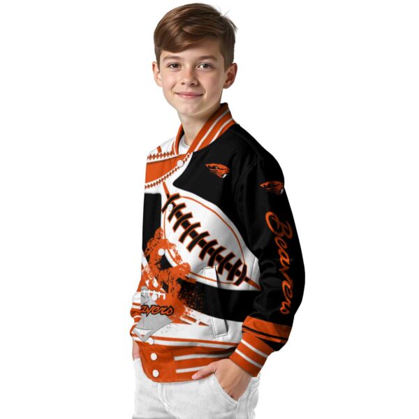 oregon state beavers baseball stitching black white jacket trendy