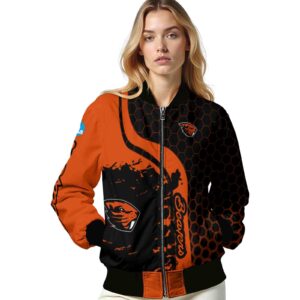 oregon state beavers hexagonal pattern orange black jacket latest model