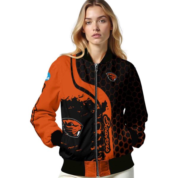 oregon state beavers hexagonal pattern orange black jacket latest model