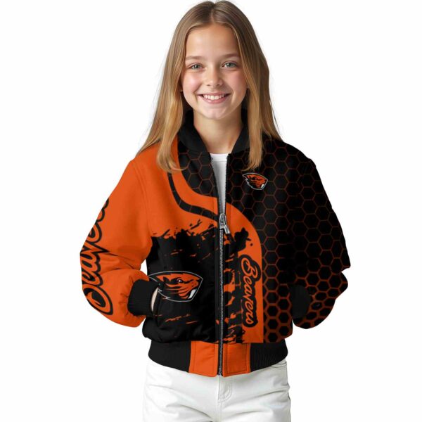oregon state beavers hexagonal pattern orange black jacket top rated