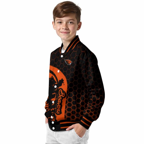 oregon state beavers hexagonal pattern orange black jacket trendy