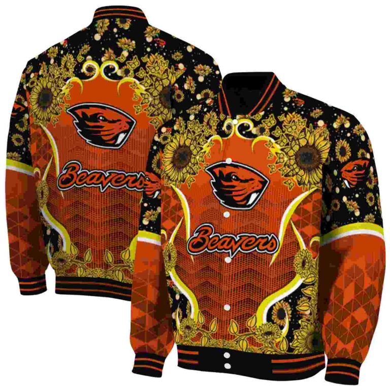 oregon state beavers sunflower bloom orange yellow jacket fashion forward