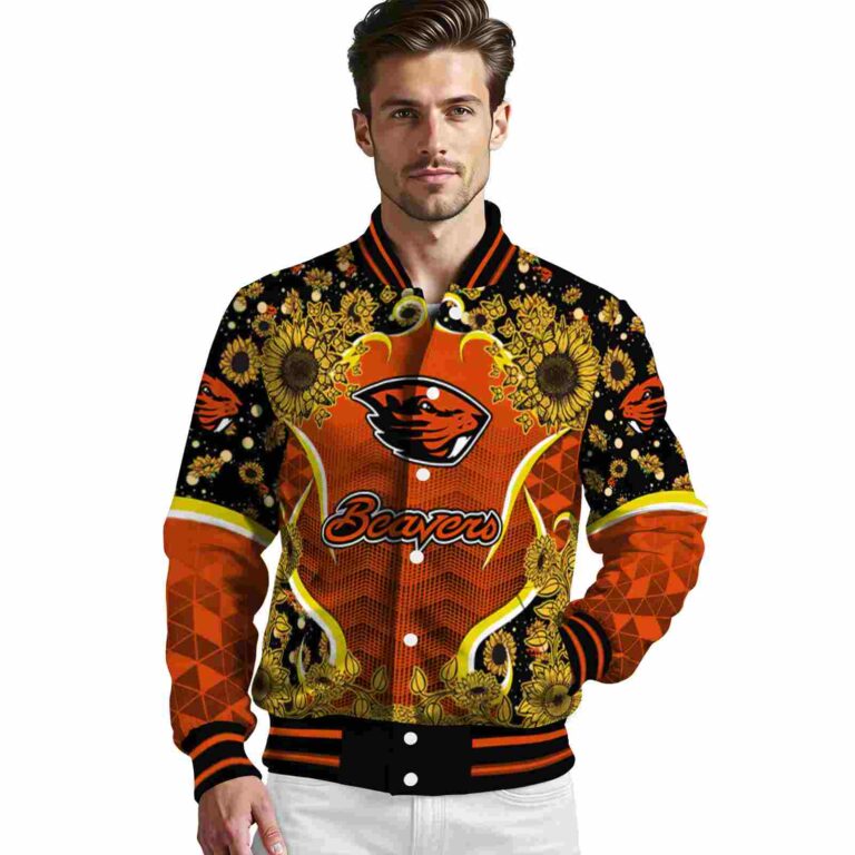 oregon state beavers sunflower bloom orange yellow jacket high quality