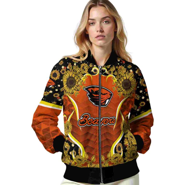 oregon state beavers sunflower bloom orange yellow jacket latest model