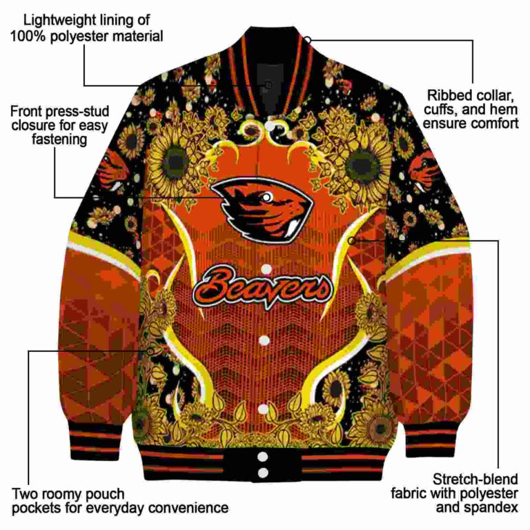 oregon state beavers sunflower bloom orange yellow jacket new arrival