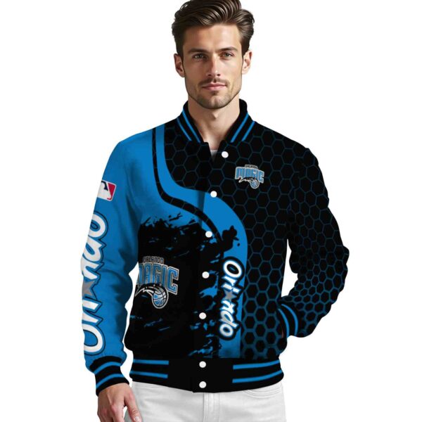 orlando magic hexagonal pattern blue black jacket high quality