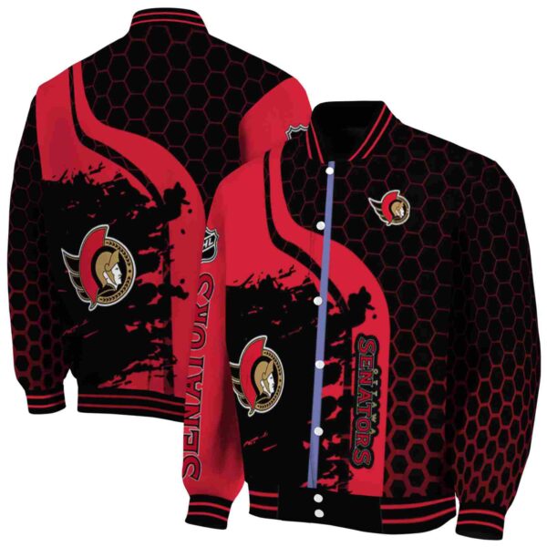 ottawa senators hexagonal pattern red black jacket fashion forward