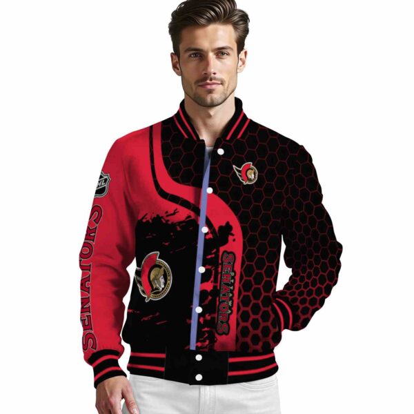 ottawa senators hexagonal pattern red black jacket high quality