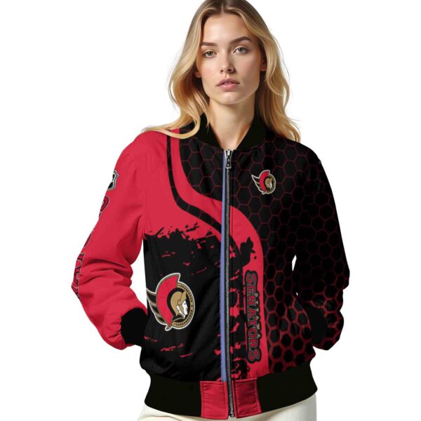 ottawa senators hexagonal pattern red black jacket latest model