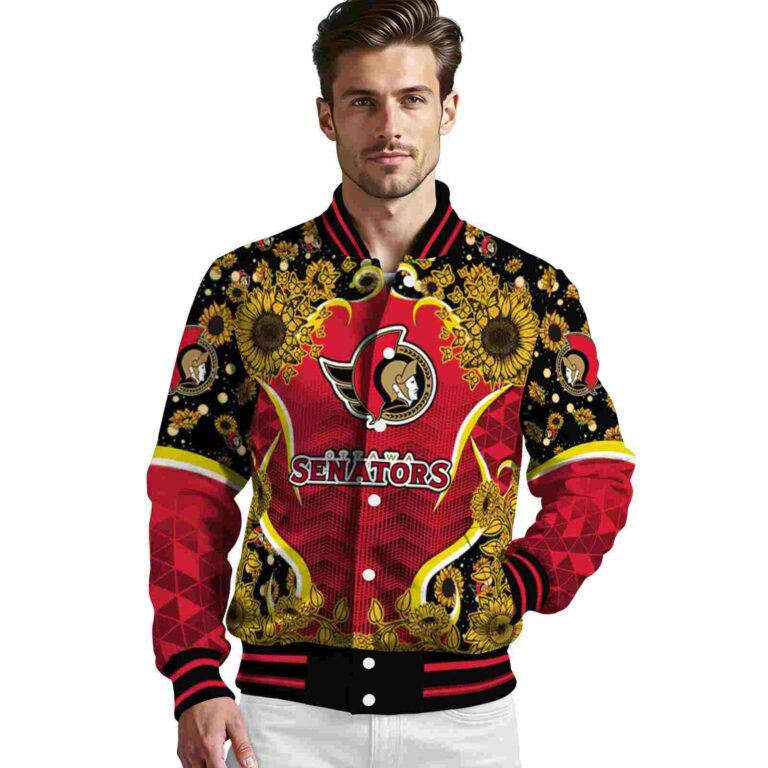 ottawa senators sunflower bloom red yellow jacket high quality