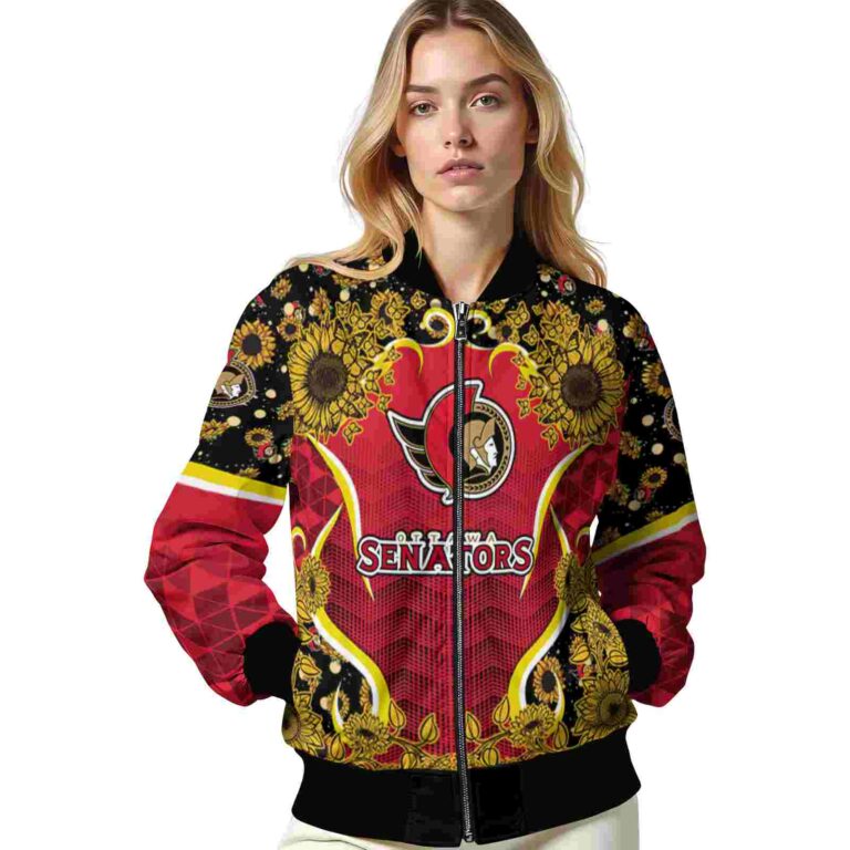 ottawa senators sunflower bloom red yellow jacket latest model