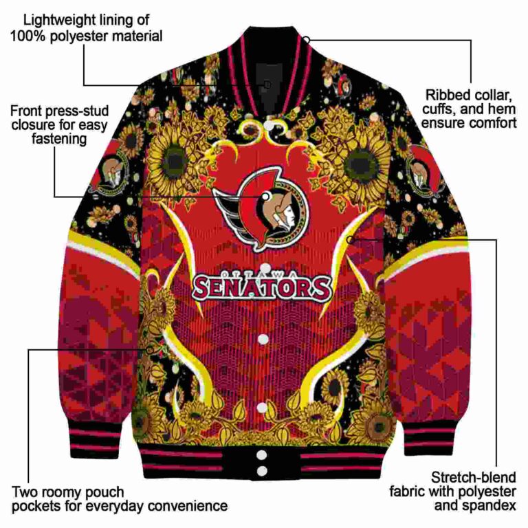 ottawa senators sunflower bloom red yellow jacket new arrival