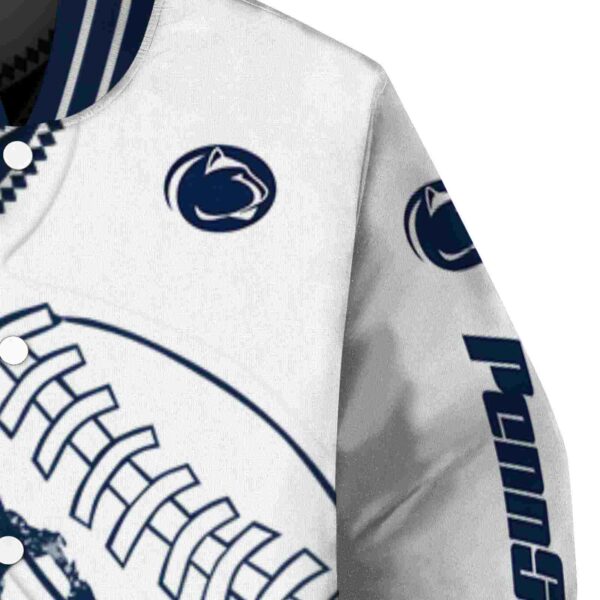 penn state nittany lions baseball stitching white jacket premium grade