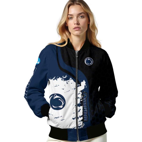 penn state nittany lions hexagonal pattern blue black jacket latest model