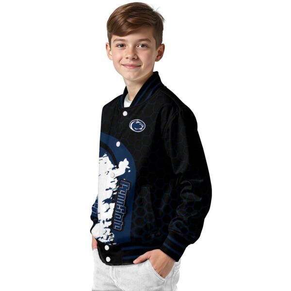 penn state nittany lions hexagonal pattern blue black jacket trendy