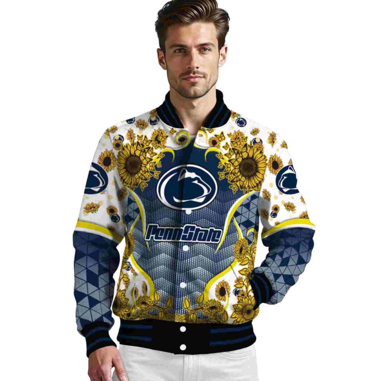 penn state nittany lions sunflower bloom blue yellow jacket high quality