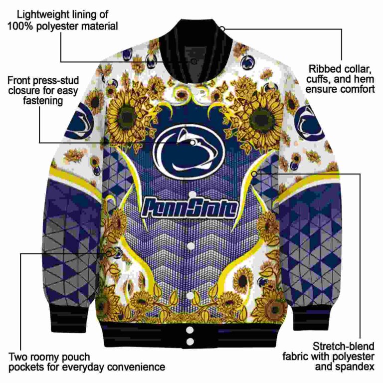 penn state nittany lions sunflower bloom blue yellow jacket new arrival