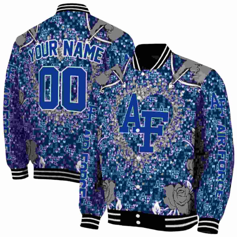 personalized air force falcons heart explosion blue jacket fashion forward