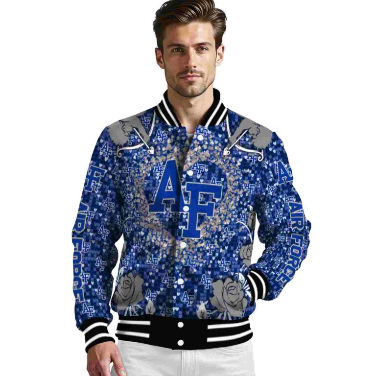 personalized air force falcons heart explosion blue jacket high quality