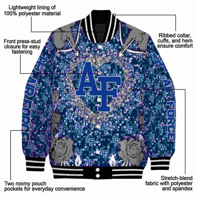personalized air force falcons heart explosion blue jacket new arrival