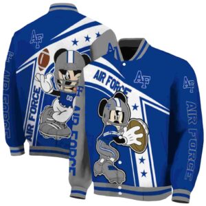 personalized air force falcons mickey football blue white jacket fashion forward