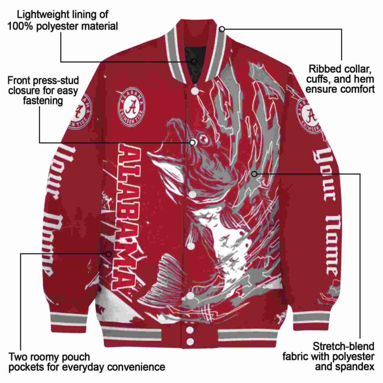 personalized alabama crimson tide fishing passion crimson white jacket new arrival