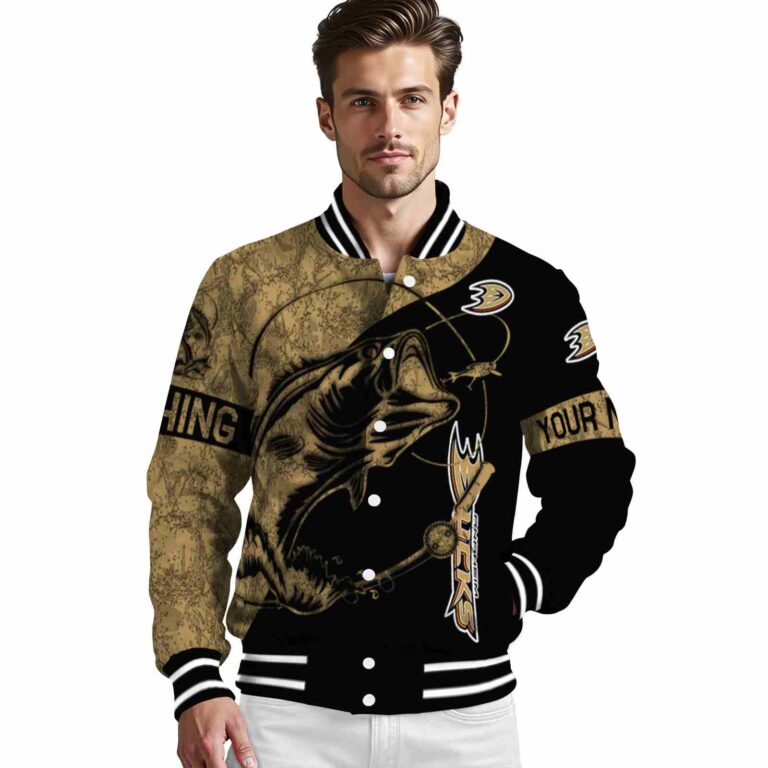 personalized anaheim ducks fishing rod black jacket high quality