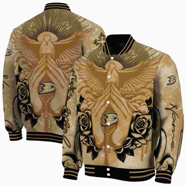 personalized anaheim ducks praying hands gold jacket fashion forward