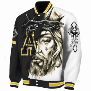 personalized appalachian state mountaineers jesus tears black white jacket best selling