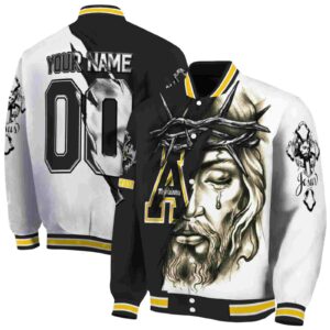 personalized appalachian state mountaineers jesus tears black white jacket fashion forward