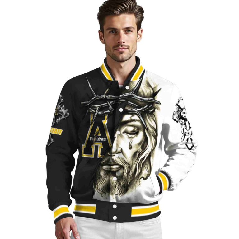 personalized appalachian state mountaineers jesus tears black white jacket high quality