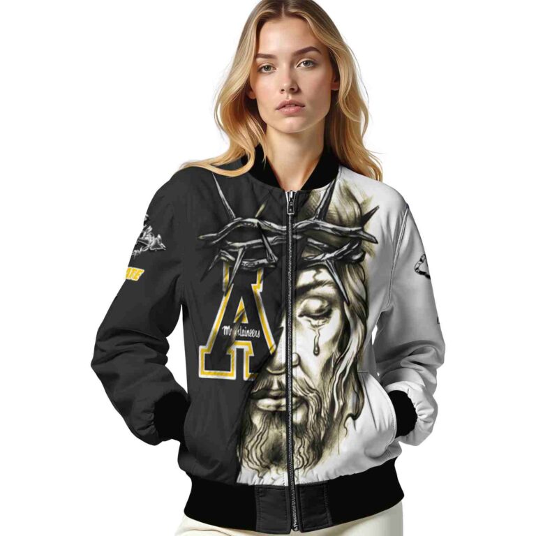 personalized appalachian state mountaineers jesus tears black white jacket latest model