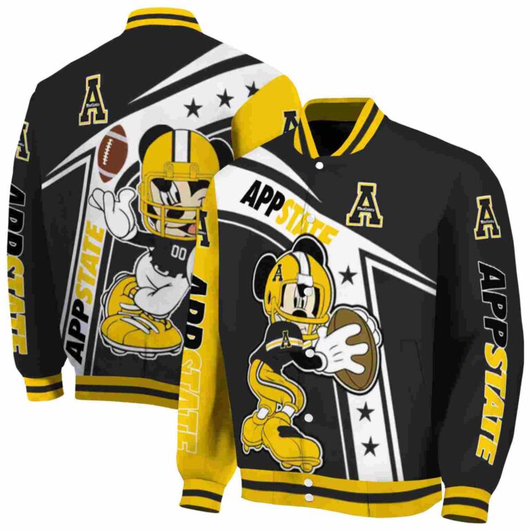 personalized appalachian state mountaineers mickey football black white jacket fashion forward