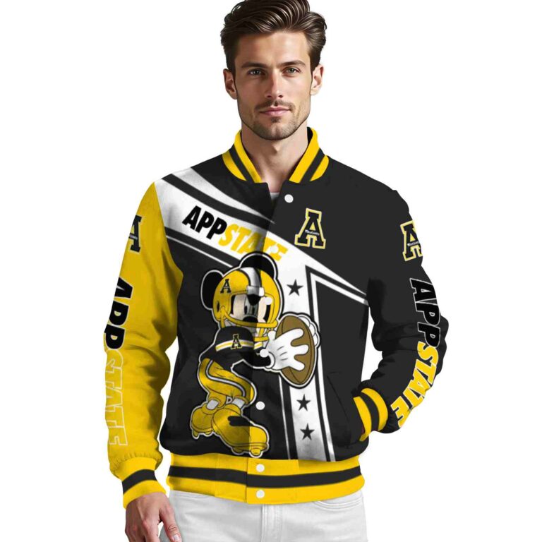 personalized appalachian state mountaineers mickey football black white jacket high quality