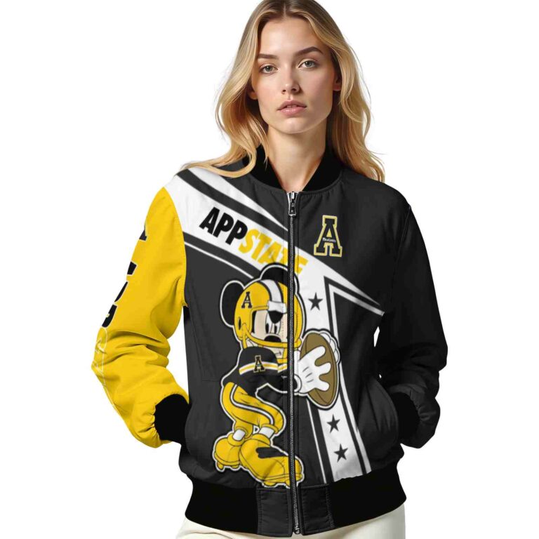 personalized appalachian state mountaineers mickey football black white jacket latest model