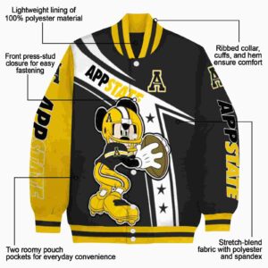 personalized appalachian state mountaineers mickey football black white jacket new arrival