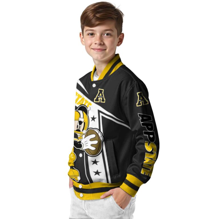 personalized appalachian state mountaineers mickey football black white jacket trendy