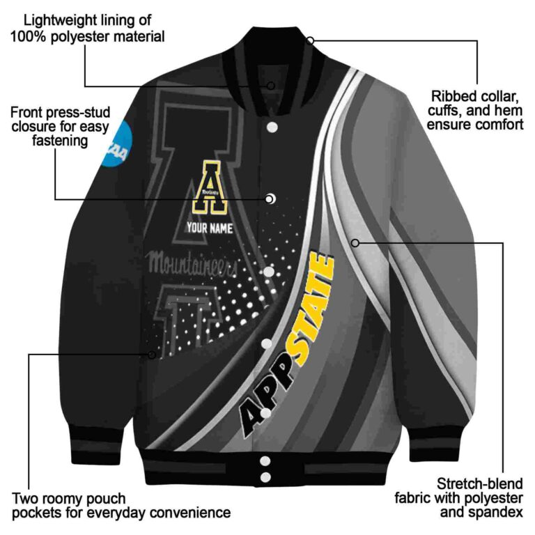 personalized appalachian state mountaineers wave patterns black jacket new arrival