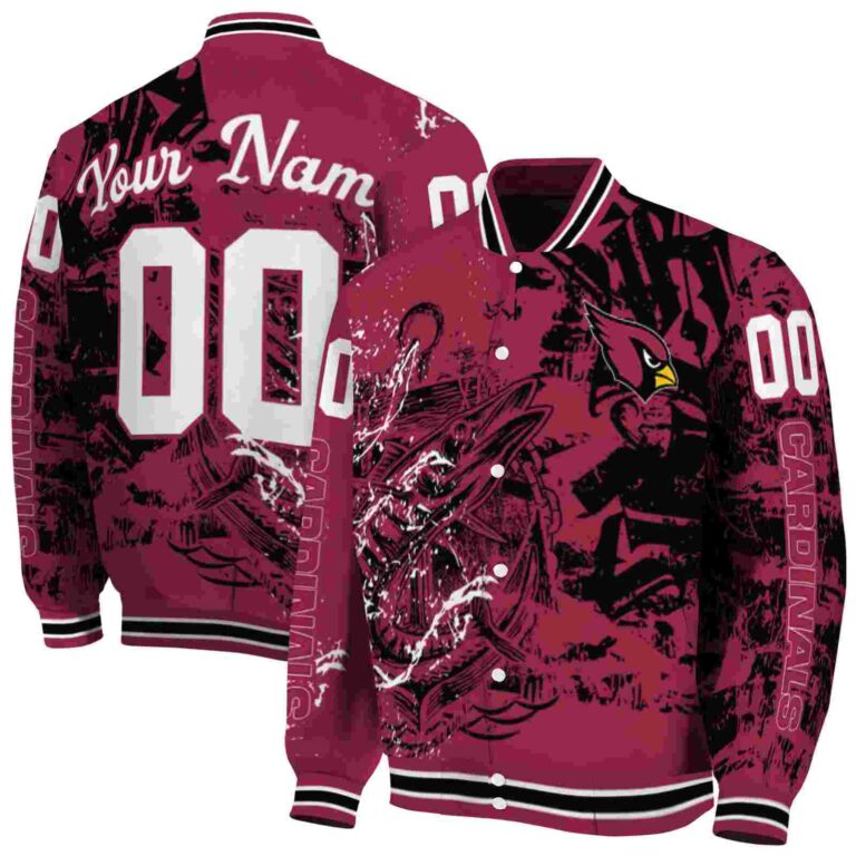 personalized arizona cardinals fishing art red jacket fashion forward