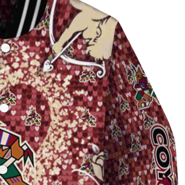 personalized arizona coyotes heart explosion red jacket premium grade