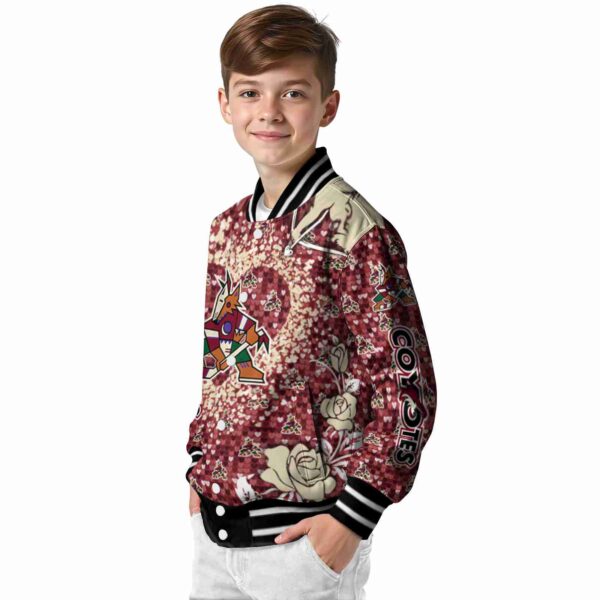 personalized arizona coyotes heart explosion red jacket trendy