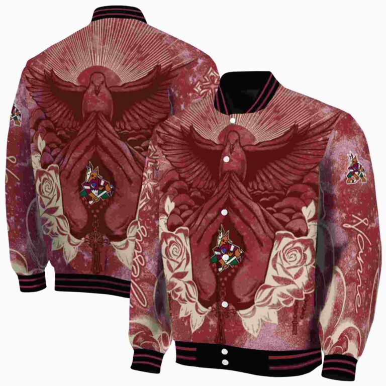 personalized arizona coyotes praying hands red jacket fashion forward
