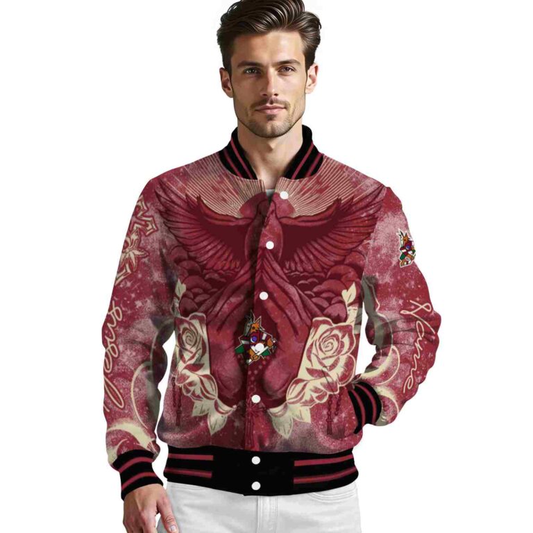 personalized arizona coyotes praying hands red jacket high quality