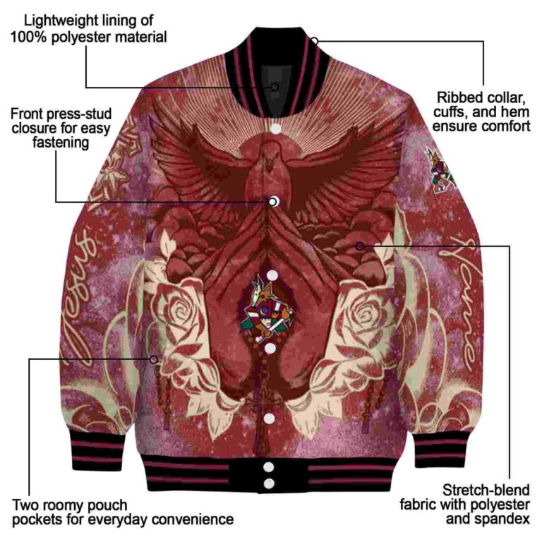 personalized arizona coyotes praying hands red jacket new arrival