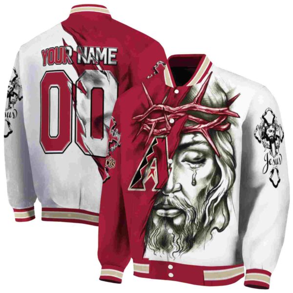 personalized arizona diamondbacks jesus tears red white jacket fashion forward