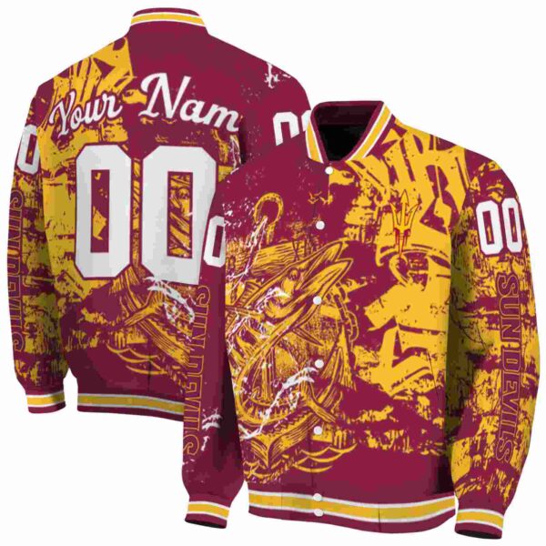 personalized arizona state sun devils fishing art maroon jacket fashion forward