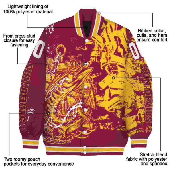 personalized arizona state sun devils fishing art maroon jacket new arrival