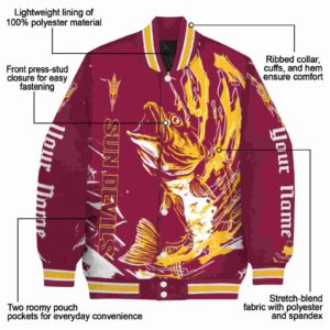 personalized arizona state sun devils fishing passion maroon white jacket new arrival