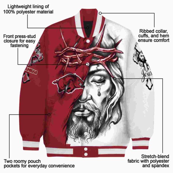 personalized arkansas razorbacks jesus tears red white jacket new arrival