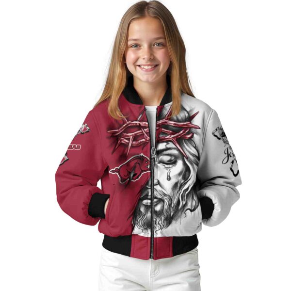personalized arkansas razorbacks jesus tears red white jacket top rated